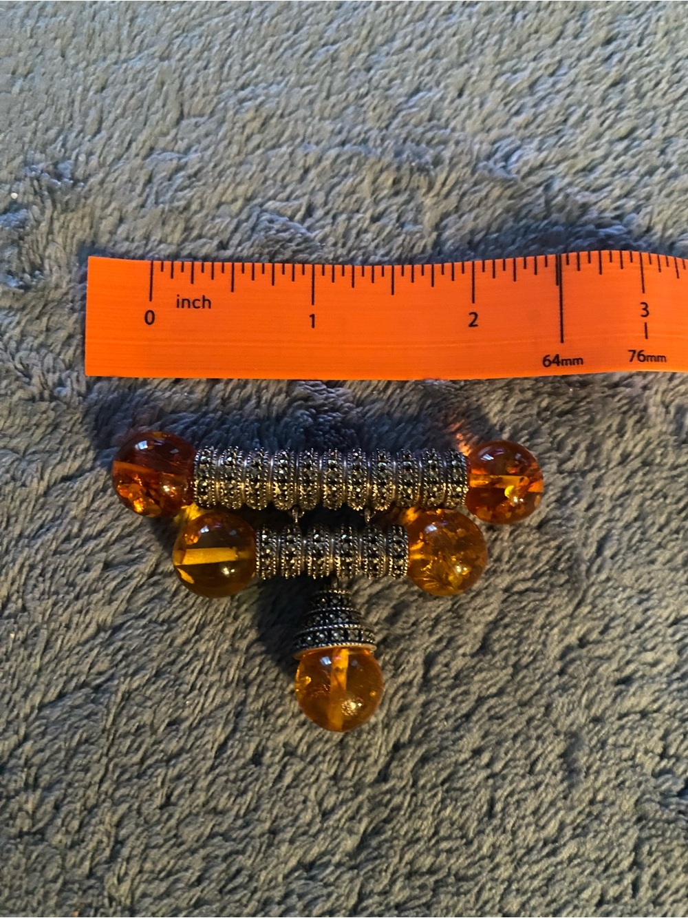 Genuine Amber and Marcasite Brooch - Picture 6 of 6